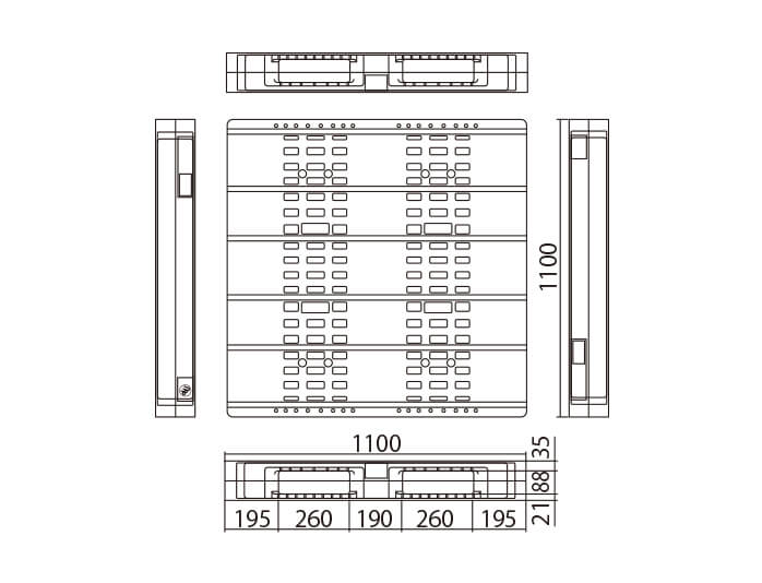11型プラスチック製パレット片面二方