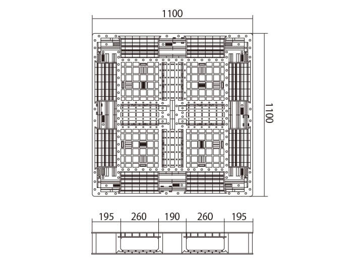 11型プラスチック製パレット片面四方差し