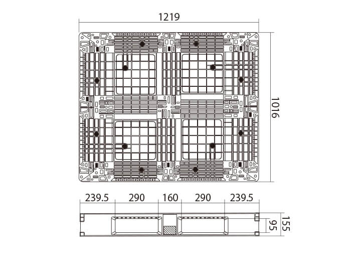 12型プラスチック製パレット片面四方差し